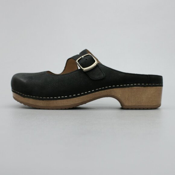 Dansko 40 Ladies 9.5-10 Britney Black Burnished Shoes Clogs Sandals Mules Slides - Picture 2 of 12